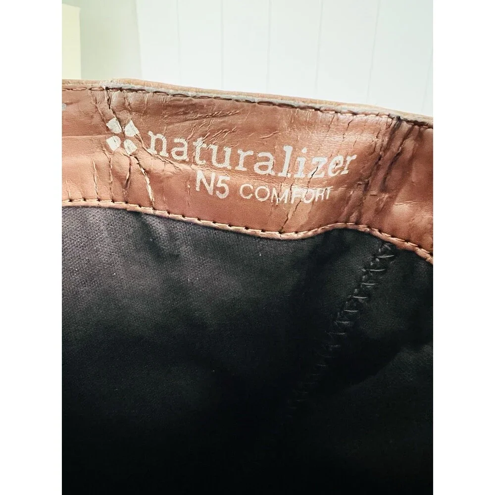 Naturalizer Jackie Brown Soft Leather Tall Riding Knee High Boots Buckled 7.5M